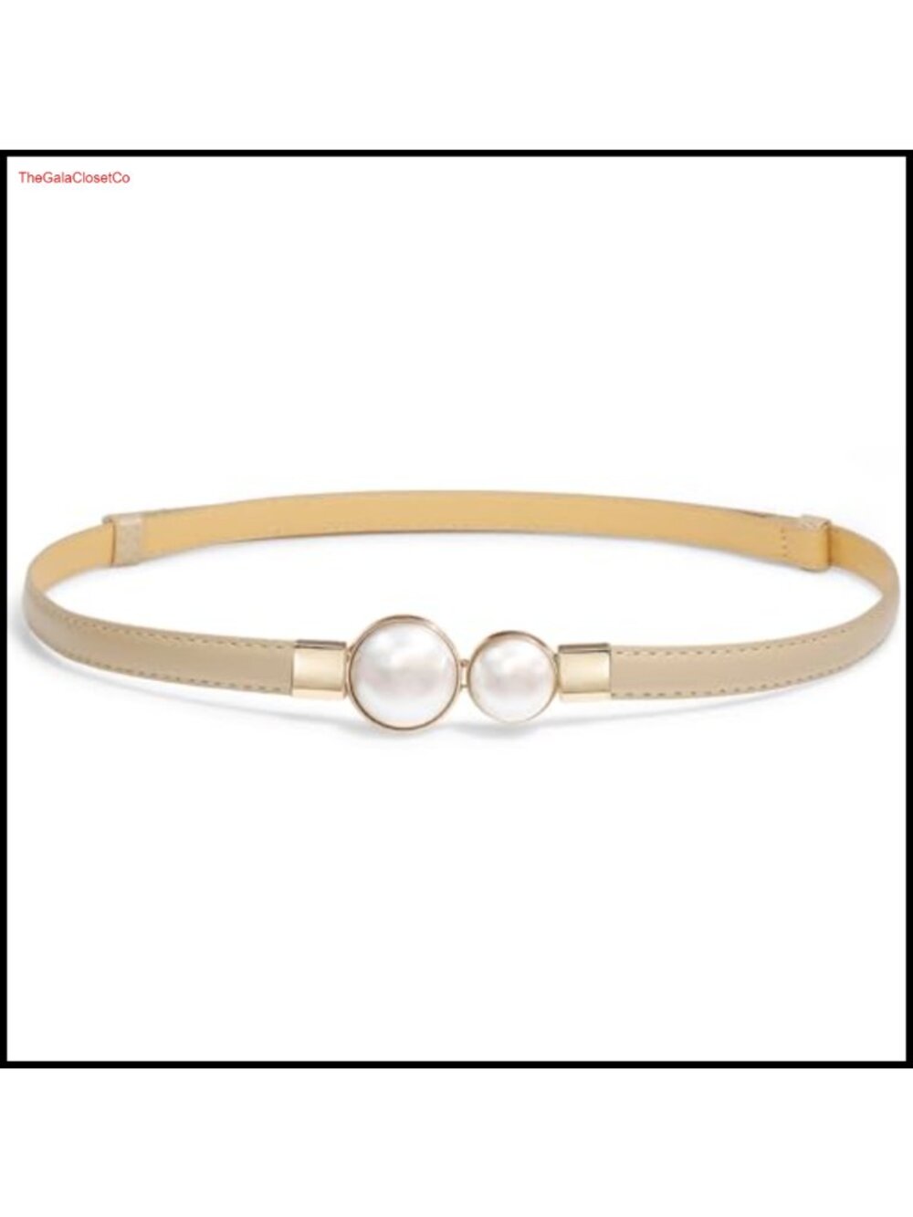 Skinny PU Leather Belt Thin Pearl Buckle Waist Belt for Dresses